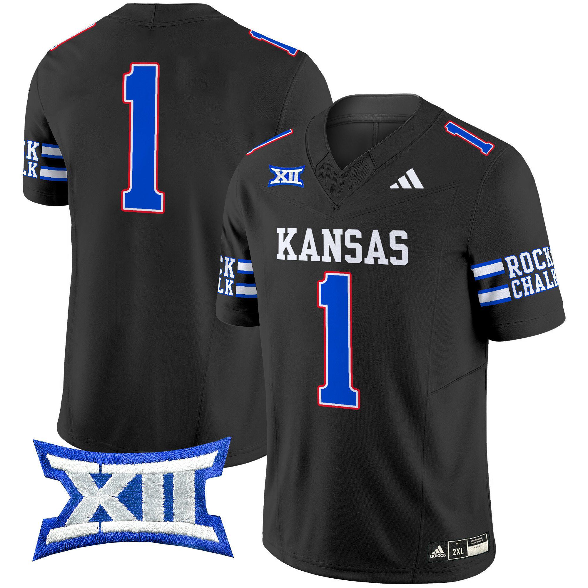 Men Kansas Jayhawks #1 No Name Black 2024 Vapor Limited NCAA Jersey